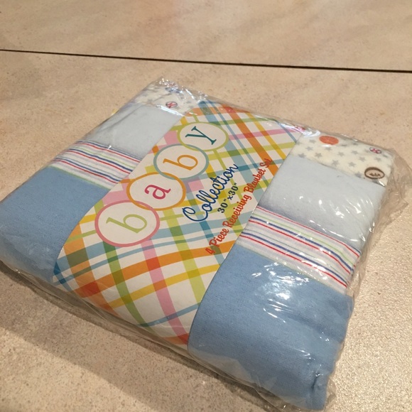 Baby collection 4piece receiving Baby BlanketsFor Boys Light bluemedium blue - Picture 5 of 13